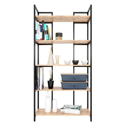 Kệ sách khung sắt DRACO 5 tầng mặt gỗ cao su KS68065