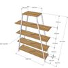 Kệ khung sắt chữ A 5 tầng gỗ cao su (120x35x160cm)