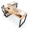 Bàn góc chữ L kết hợp kệ 160x120x75cm gỗ cao su FD68024