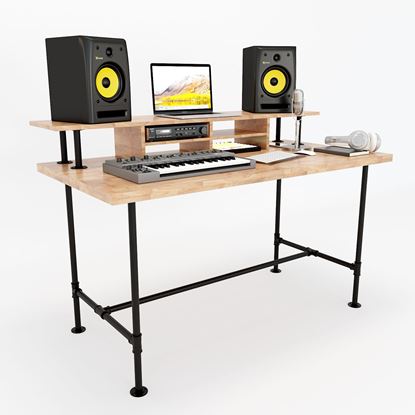 SD68002- Bàn phòng thu StudioDesk đơn giản chân ống nước gỗ cao su ( 140x70x92cn)