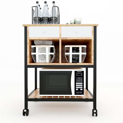 Kệ bếp di động TOMA 68x50x80cm khung sắt gỗ mặt gỗ tre KB68016