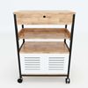 KB68015 - Kệ bếp di động CHIKA khung sắt gỗ cao su ( 60x36x80cm)