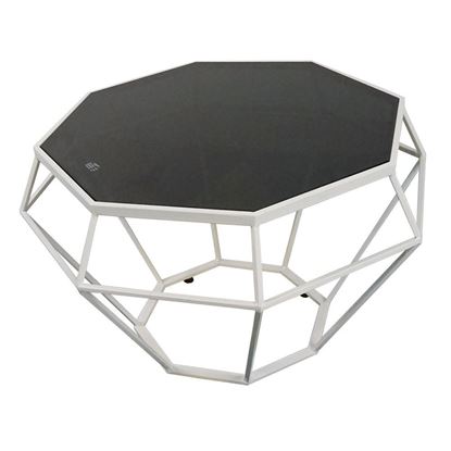 Bàn Sofa Dimond khung trắng kính đen TT68050