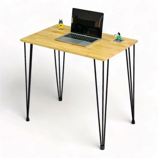 Bàn làm việc mini Idesk 80x50cm gỗ cao su chân Hairpin IDE68009