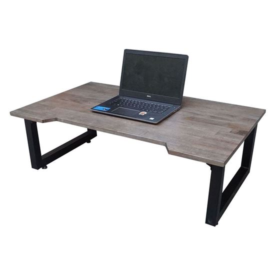 Bàn ngồi bệt SGDesk 100x60cm gỗ cao su màu nâu KHUYẾT chân gấp SGD005