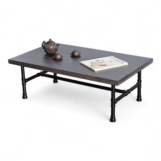 Bàn trà chữ nhật 100x60x35cm gỗ cao su chân ống nước TT68042