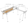 Kích thước Bàn chữ L 140x150cm hệ CONE chân sắt lắp ráp