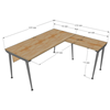 Kích thước Bàn chữ L 180x160cm hệ CONE chân sắt lắp ráp