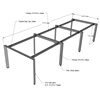 Bàn cụm 6 chỗ ngồi 120x360cm hệ Trian chân sắt tam giác