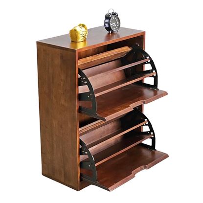 Tủ gỗ để giày 2 ngăn 60x30x82cm gỗ cao su KG68016