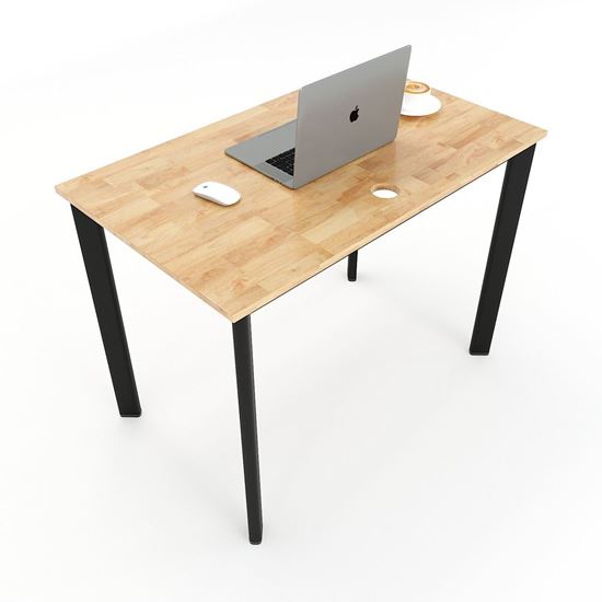 Bàn làm việc 100x60cm hệ Oval gỗ cao su chân sắt lắp ráp HBOV001