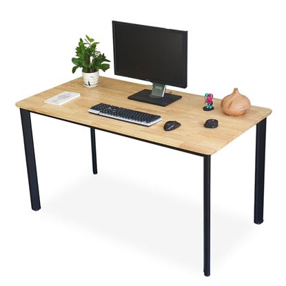 Bàn làm việc 140x70cm chân sắt lắp ráp hệ Oval Concept gỗ cao su HBOV005