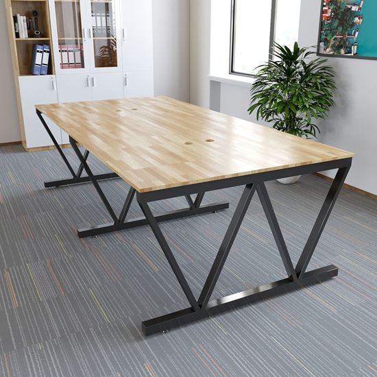 BNV68061 - Bàn cụm 4 gỗ cao su chân sắt V lắp ráp (120x240x75cm)