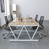 BNV68061 - Bàn cụm 4 gỗ cao su chân sắt V lắp ráp (120x240x75cm)