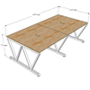 Bàn cụm 4 gỗ cao su chân sắt V lắp ráp (120x240x75cm)