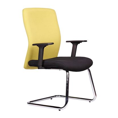 Ghế chân quỳ phòng họp lưng mà vàng, nệm màu đen - HOCQ68012