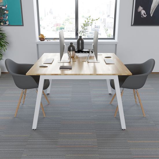 BNV68062 - Bàn cụm 2 gỗ cao su chân sắt vuông 50mm lắp ráp 120x120x75cm