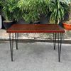 BMT010 - Bàn gỗ Me Tây dày 5cm chân Hairpin PU màu cánh gián
