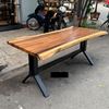 Bàn ăn gỗ me tây dày 5cm 160x80cm chân sắt BMT008