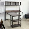 Bàn làm việc góc chữ L kết hợp kệ gỗ cao su chân sắt lắp ráp 160x140cm - CD68033
