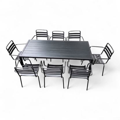 Bộ bàn 180cm và 8 ghế sắt ngoài trời - CBNT003