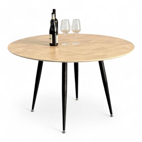 Bàn tròn 120cm gỗ Plywood vân Cut Trunk chân sắt côn - BA68213