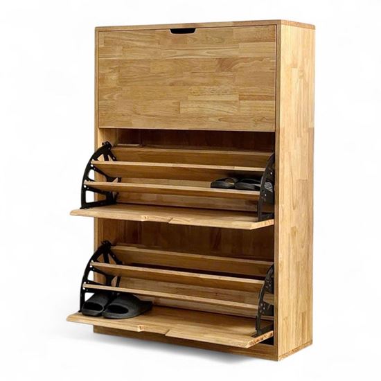 Tủ kệ dép cửa lật 3 ngăn gỗ cao su - KG68080