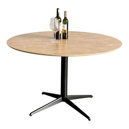 Bàn ăn tròn 120cm gỗ Plywood vân Cut Trunk chân sắt một trụ - BA68214