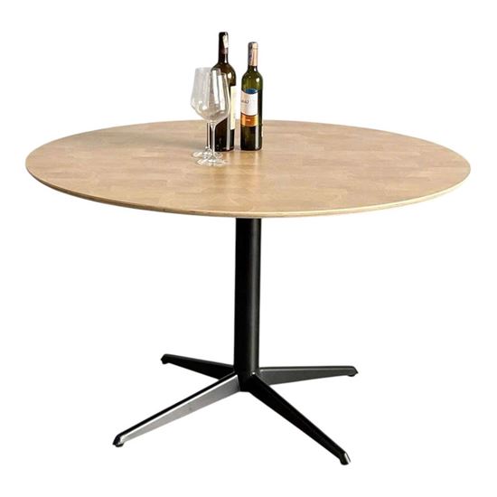 Bàn ăn tròn 120cm gỗ Plywood vân Cut Trunk chân sắt một trụ - BA68214