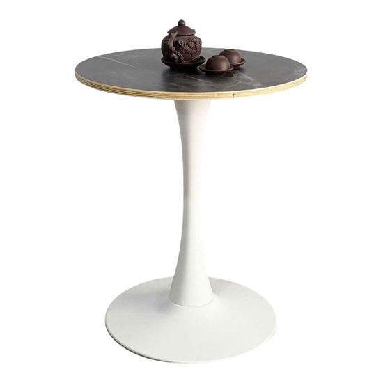 Bàn Cafe Tulip tròn 60cm mặt gỗ Plywood vân đá - CFD68244