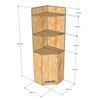 Kệ góc tường 48x48x165cm gỗ cao su KGT68032