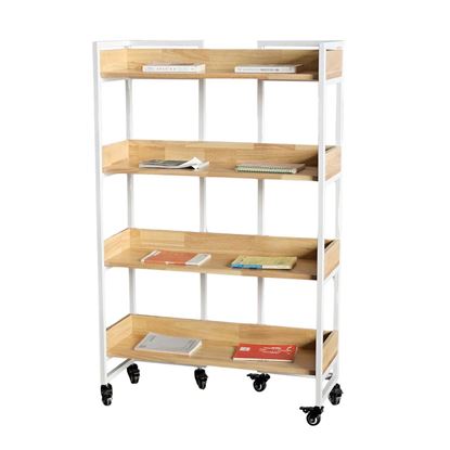 Kệ sách 4 tầng di động 80x30x120cm gỗ cao su KS68279