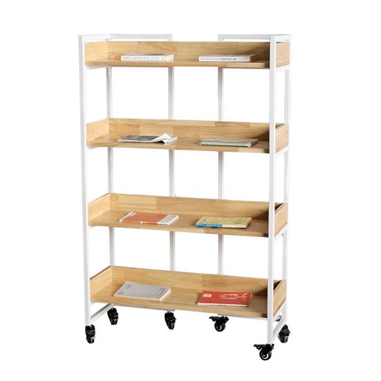 Kệ sách 4 tầng di động 80x30x120cm gỗ cao su KS68279