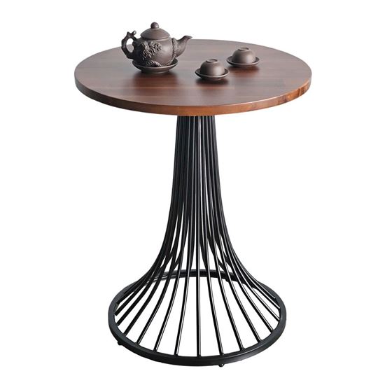Bàn cafe tròn 60cm gỗ tràm chân sắt CFD68243
