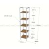 Kệ sách 5 tầng khung sắt gỗ cao su IShefl KTB68050