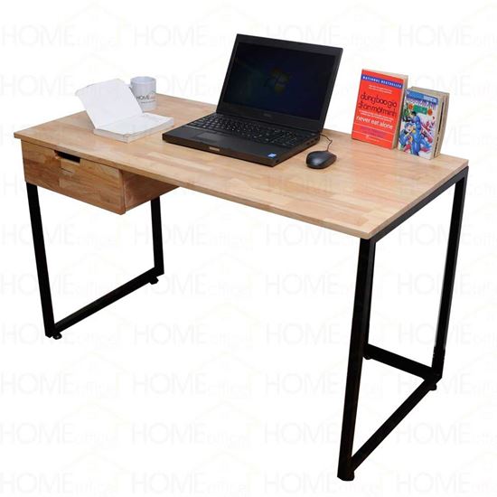 Bàn làm việc có ngăn kéo 120x60cm gỗ cao su chân sắt BD68029
