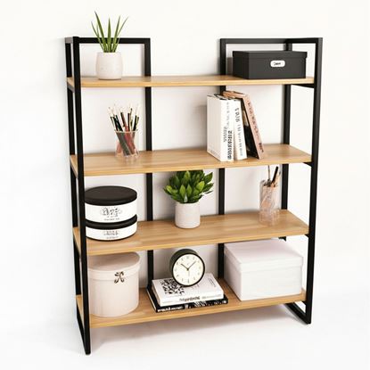 Kệ sách gỗ trang trí 4 tầng khung sắt hộp KS68023