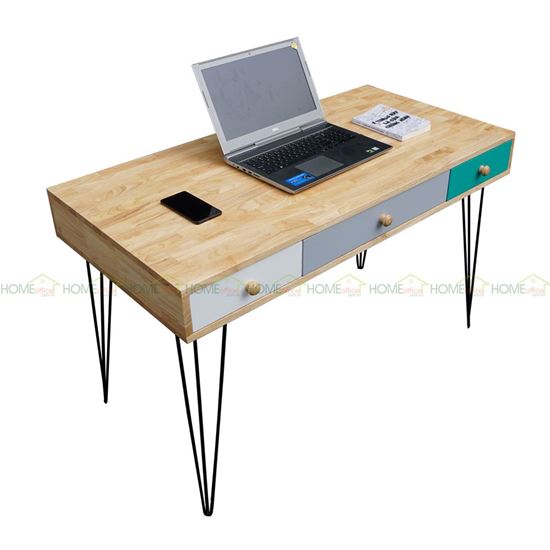 Bàn làm việc có 3 ngăn kéo 120x60cm chân sắt Hairpin BD68035
