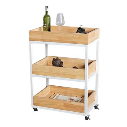 Kệ bếp di động Kitchenshelf 3 tầng 40x60x80cm gỗ cao su KB68001