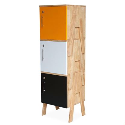 Bộ 3 tủ cá nhân cửa khóa xếp chồng 40x40x112cm gỗ cao su HOTK68004