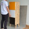 Bộ 3 tủ cá nhân cửa khóa xếp chồng 40x40x112cm gỗ cao su HOTK68004