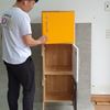 Tủ cá nhân mini cửa khóa màu cam 40x40x48cm chân chữ A TCN68007