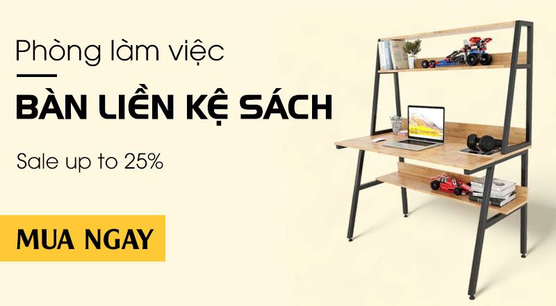 bàn liền kệ sách