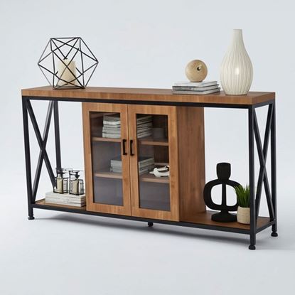 Tủ trưng bày cửa kính 150x30cm gỗ cao su KTB68203