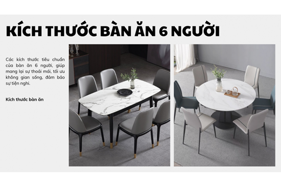 Kích thước bàn ăn 6 người đúng chuẩn