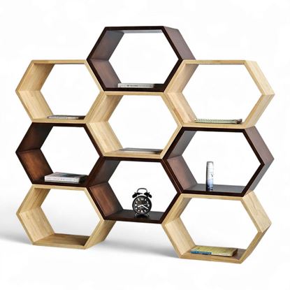 Kệ tổ ong xếp chồng 130x25x112cm gỗ cao su KS68280