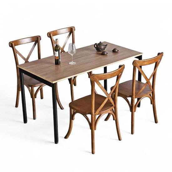 Combo bàn ăn 140x70cm gỗ plywood và 4 ghế ăn Bistro BBA174