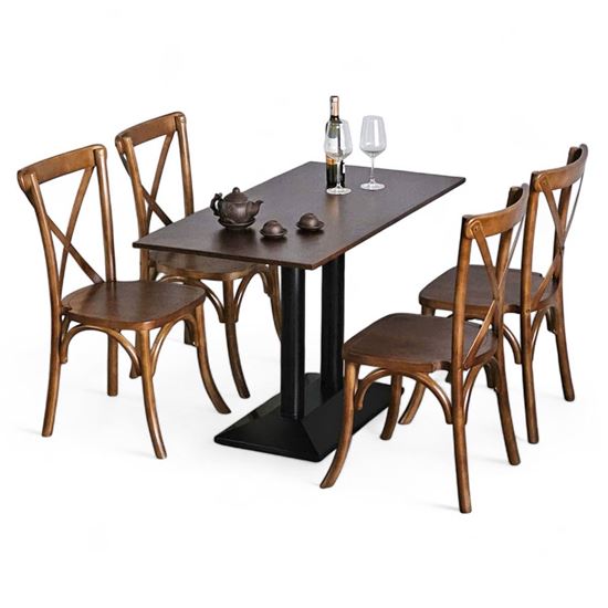 Combo bàn ghế cafe chữ nhật gỗ cao su CBCF314