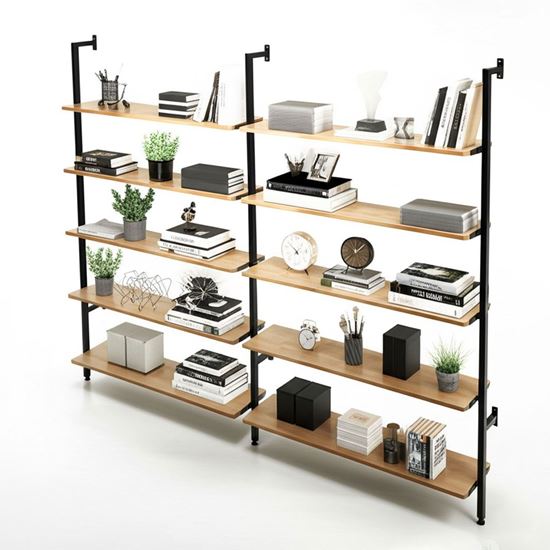 Kệ sách áp tường 5 tầng 208x28x180cm gỗ cao su KS68269