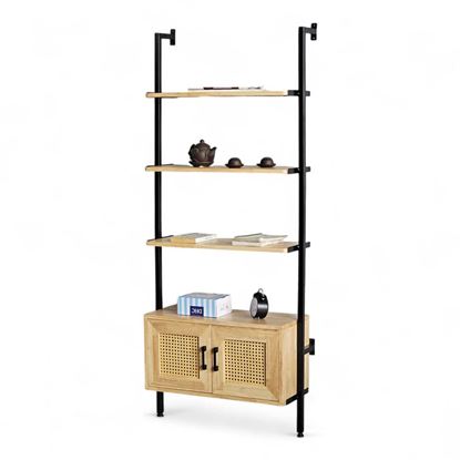 Kệ sách áp tường có tủ 75x30x180cm gỗ cao su KS68270